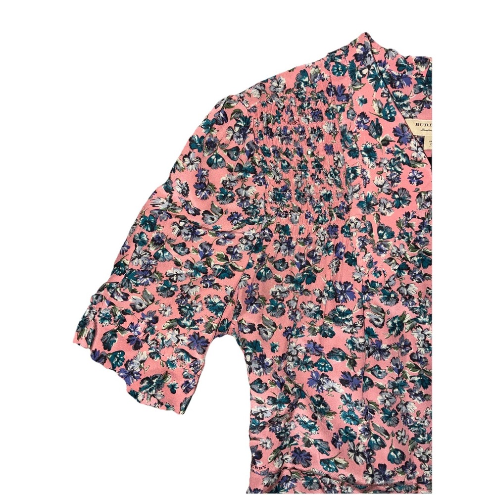 Burberry Dress Women's 8 Pale Rose Silk Floral Midi Boho Cottagecore Prairie NEW - Picture 6 of 16